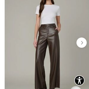Joe's Jeans Dark Brown Mia Vegan Leather Wide-Leg Pants